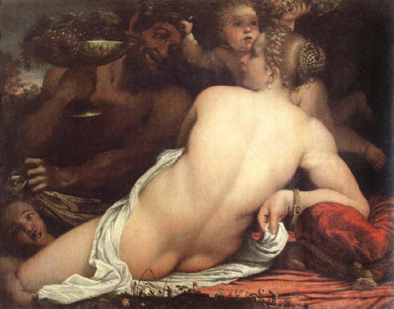 Annibale Carracci venus with a satyr and cupids